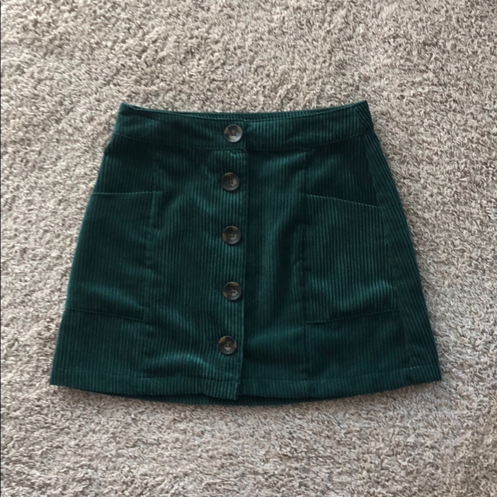 Forest green corduroy mini skirt